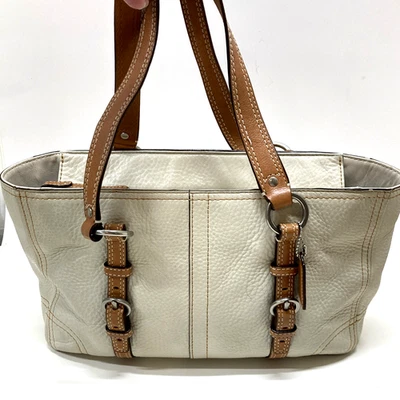 Bolso de Mano Coach D0851-F12339 Cuero Guijarro Crema Marrón Doble Asas 2008 Foto 1 de 4