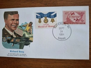 WWII Pilota MOH Medaglia d'Onore Destinatario MAJOR RICHARD BONG Eroe Militare Cover - Foto 1 di 2