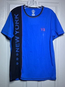 T-shirt blu vintage uomo grande nuova senza etichetta stampa grafica new york streetwear - Foto 1 di 7