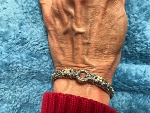 Barbara Bixby Sterling Silver 18K Cuff Bracelet For Removable Charms 6.5" - Picture 1 of 5
