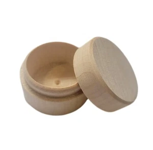 Boîte à dents en bois, petite boîte ronde avec couvercle pour petits objets - Foto 1 di 6