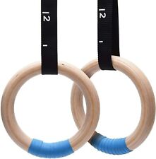 1.26'' Wood Gymnastic Olympic Rings Buckle Straps Strength Training Wooden 32mm