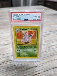 German PSA 10 Nidorino 1st edition Base Set #37. Gem Mint 1999 WotC Pokemon card - Picture 1 of 4