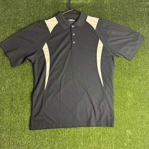 PGA Tour Golf Polo Shirt Mens Sz Large Black W/ Gold Side Stripes - Picture 1 of 4