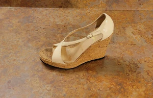 Christian Louboutin 'Crisscross' Wedge Sandal Beige Womens 8 US 38 Eur MSRP $675 - Picture 1 of 12