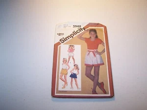 Simplicity Sewing Pattern 5948 Girl Size 10 Set of Pull-on shorts and tie - Picture 1 of 1
