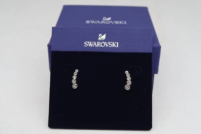 Pendientes GENUINOS Swarovski Harley Earlobe Redondos Blanco Rodio Chapado 5528502 NUEVO Foto 1 de 4