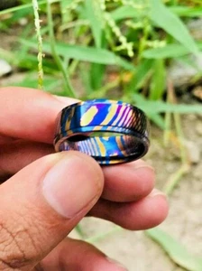 Anillo hecho a mano de titanio mokuti timasco, anillo de boda para hombre y mujer JW-9116 - Imagen 1 de 9