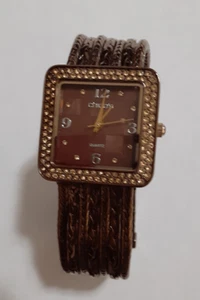 Chico's Reloj Pulsera Tono Cobre Profundo Estrás 7" Necesita Batería Nueva - Imagen 1 de 6