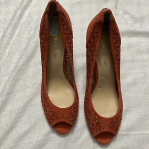 Ivanka Trump Größe 8,5 orangefarbener Absatz offene Zehenpartie Pumps - Bild 1 von 4