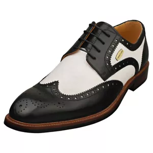 Laura Vita Andy Mens Black White Brogue Shoes - Picture 1 of 8