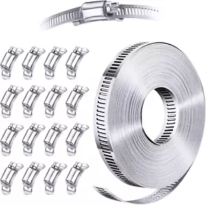 304 Stainless Steel Hose Clamp Assortment Kit DIY, Cut-To-Fit 35 FT Metal Strap+ - Picture 1 of 12