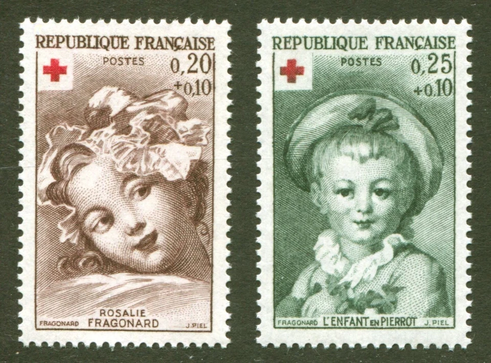 France Sc# B365-6, Red Cross Issue - Paintings, 1962 set/2, VF/XF MNH, No Faults - Image 1 of 1
