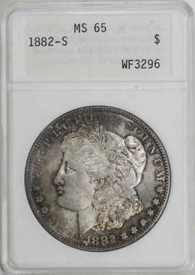 1882-S Morgan Dollar $1 ANACS MS65, Old ANA Grade Genie Lamp Holder [BN296] - Image 1 of 4
