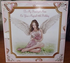 Handgefertigte personalisierte Fantasy Himmlische Nichte 18. Geburtstag Karte Ein Engel in Rosa - Bild 1 von 3