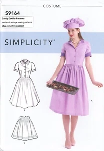 Simplicity S9164 Retro-Stil Kleid & Schürze Bäcker Kostüm Gr. 14-22 ungeschnittenes Muster - Bild 1 von 5
