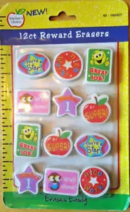 12 Count Reward Erasers Teacher's Choice Erases Easily You're a Star Nice Work+ - Picture 1 of 2