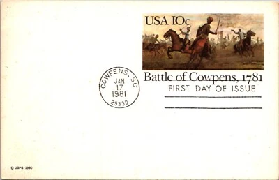 First Day Issue 1981 (Battle Of Cowpens 1781) Postmarked Postcard US Postage  - Image 1 of 2