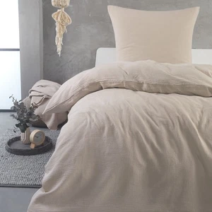 Hochwertige Musselin Bettwäsche Baumwolle 135x200 80x80cm Natur - Bild 1 von 8