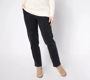 Denim & Co. Waist Stretch Side Pocket Pants Black Denim XL New - Imagen 1 de 1