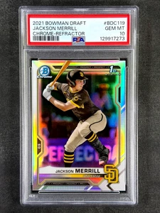 2021 Bowman Chrome Draft BDC-119 Jackson Merrill Refractor Rookie RC PSA 10 Gem - Bild 1 von 2