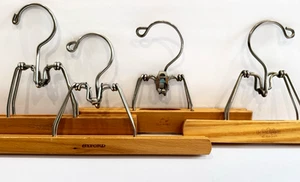Lot of 4 Wooden Pants Hangers Oxford Setwell The Scot Berkshire Vintage - Picture 1 of 16