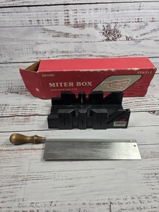 Vintage Sears Miter Box With Dove Tail Saw 12” 936311 Made In USA - Picture 1 of 11
