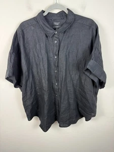 J Crew Capitaine Hemd in Baird McNutt Irish Linen Damen XXXL schwarz - Bild 1 von 7