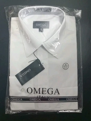 Camisa de vestir blanca manga larga Omega Italia para hombre nueva con etiquetas, talla M ~ 15-15-1/2 ☆ 30-31   Foto 1 de 4