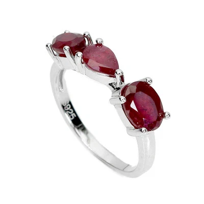 925 Sterlingsilber Ring Oval Rubin 7x5mm Edelstein Schmuck Größe 8.5 - Bild 1 von 4