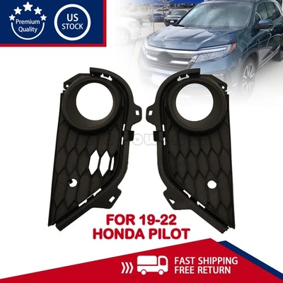 NEW Front Driver LH Passenger RH Side Fog Light Trim Set For 19-22 Honda Pilot Foto 1 de 4