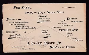 (2-SEITEN) HÄNDLER IN IMMOBILIEN 1896, J. CLARK MOORE, JR., PHILADELPHIA, PA. - Bild 1 von 2