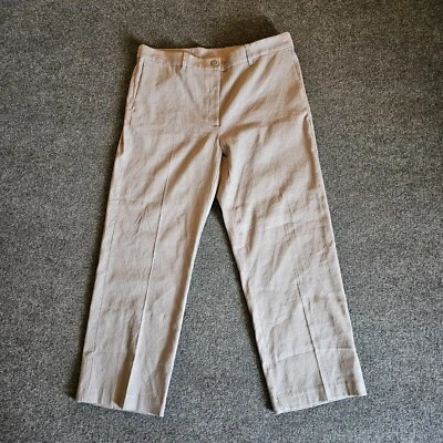 Pantalones J Jill Mujer Talla 14 Alto Gris Rayas Lino Frente Plano Cápsula Recta Foto 1 de 4