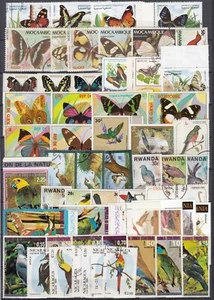 Schmetterlinge und Vögeln aus alla Welt auf Albumseite Gestempelt - Imagen 1 de 1