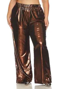Remi x Revolve Camile Chocolate Sheen Lined Pants Size USA 0X AU 18-20 BNWT - Picture 1 of 7