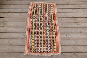 Turkish Kilim Rug 18''x34'' Hand Woven Sivas Mini Cicim Kilim 48x89cm Chair Rug - Picture 1 of 8