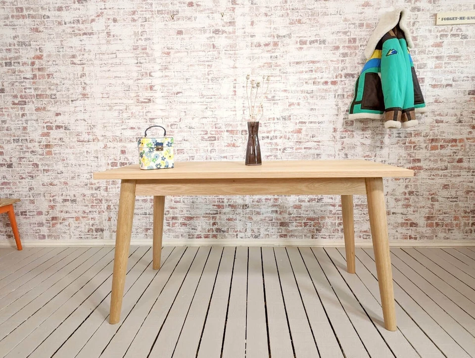 Natural Oak Extending Mid-Century Modern Dining Table - Any Size - Image 1 of 4
