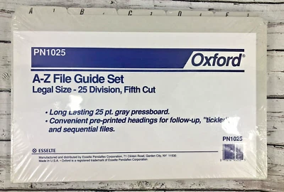 Oxford A-Z Alphabetic Top Tab Legal Size File Guides PN1025 25 Divisions - Image 1 of 4