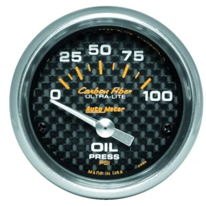 AutoMeter 4727 2-1/16" PRESIÓN DE ACEITE, 0-100 PSI, AIR-CORE, FIBRA DE CARBONO - Imagen 1 de 3