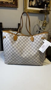 Louis Vuitton neverfull mm damier azur Bag Tote rose ballerine interior - Picture 1 of 15