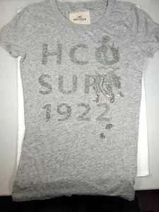 HOLLISTER GLITTER MERMAID 1922 SURF HCO Distressed grau Damen T-SHIRT Shirt XS - Bild 1 von 5