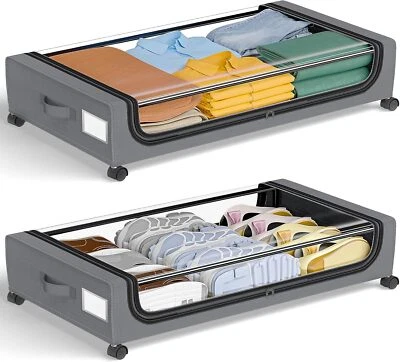 2Pcs Under Bed Storage with Wheels: XXL Underbed Storage Containers with Lids - Image 1 of 4