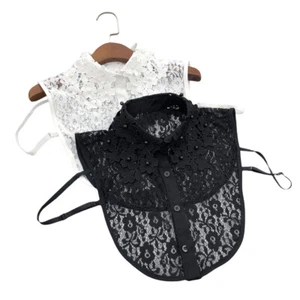 Women Lace Beads Embroidery Detachable Fake Collar Neck Lapel Tops Choker - Picture 1 of 7