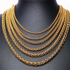 50/60CM Stainless Men's Silver/Gold Chain Necklace Stainless Steel Male's Choker - Picture 1 of 22