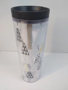 Starbucks 16 Oz Tumbler Christmas Holiday Trees Silver Logo White Black Silver - Picture 1 of 7