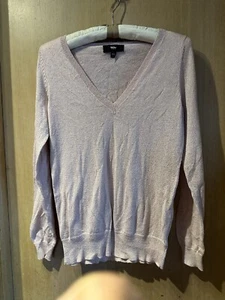 Womens Mossimo Pink Long Sleeve V- Neck Shimmer Sweater Size Medium - Picture 1 of 10