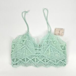 Free People Bralette Size Small Crochet Lace Mint Green Mariana Bra NEW