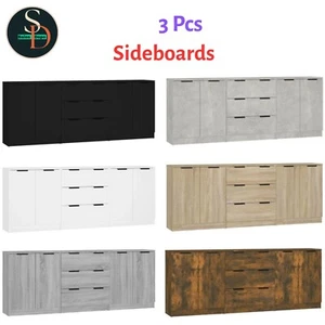 3 Piece Sideboards Storage Rack Organiser Highboard Engineered Wood vidaXL - Picture 1 of 37