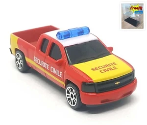Majorette Chevrolet Silverado Red Securite Civile Right Wipers Smoked Window 3" - Picture 1 of 8