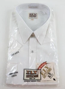 Men’s Western White Short Sleeve Shirt – Pearl Snaps Size 17.5 XL - NEW Vintage - Picture 1 of 5